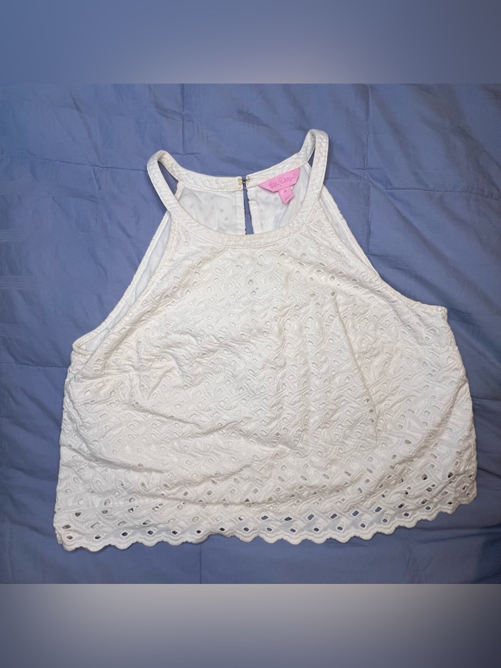 Lilly Pulitzer White Eyelet Halter Crop Top